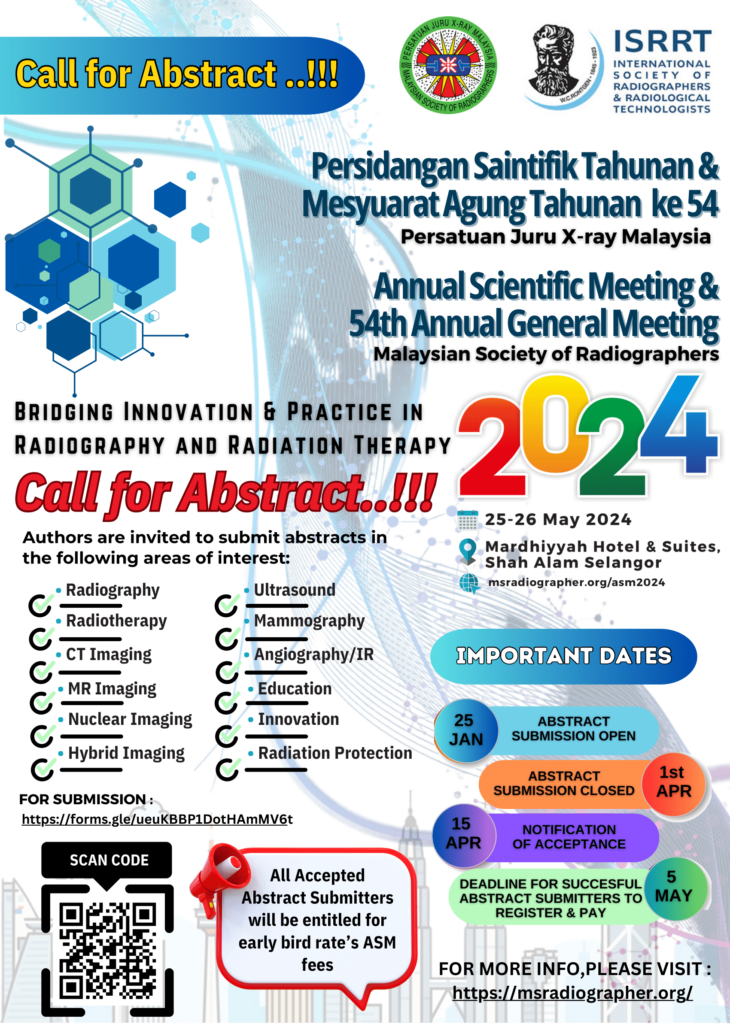 CALL FOR ABSTRACT SUBMISSION….!!! Malaysian Society of Radiographers